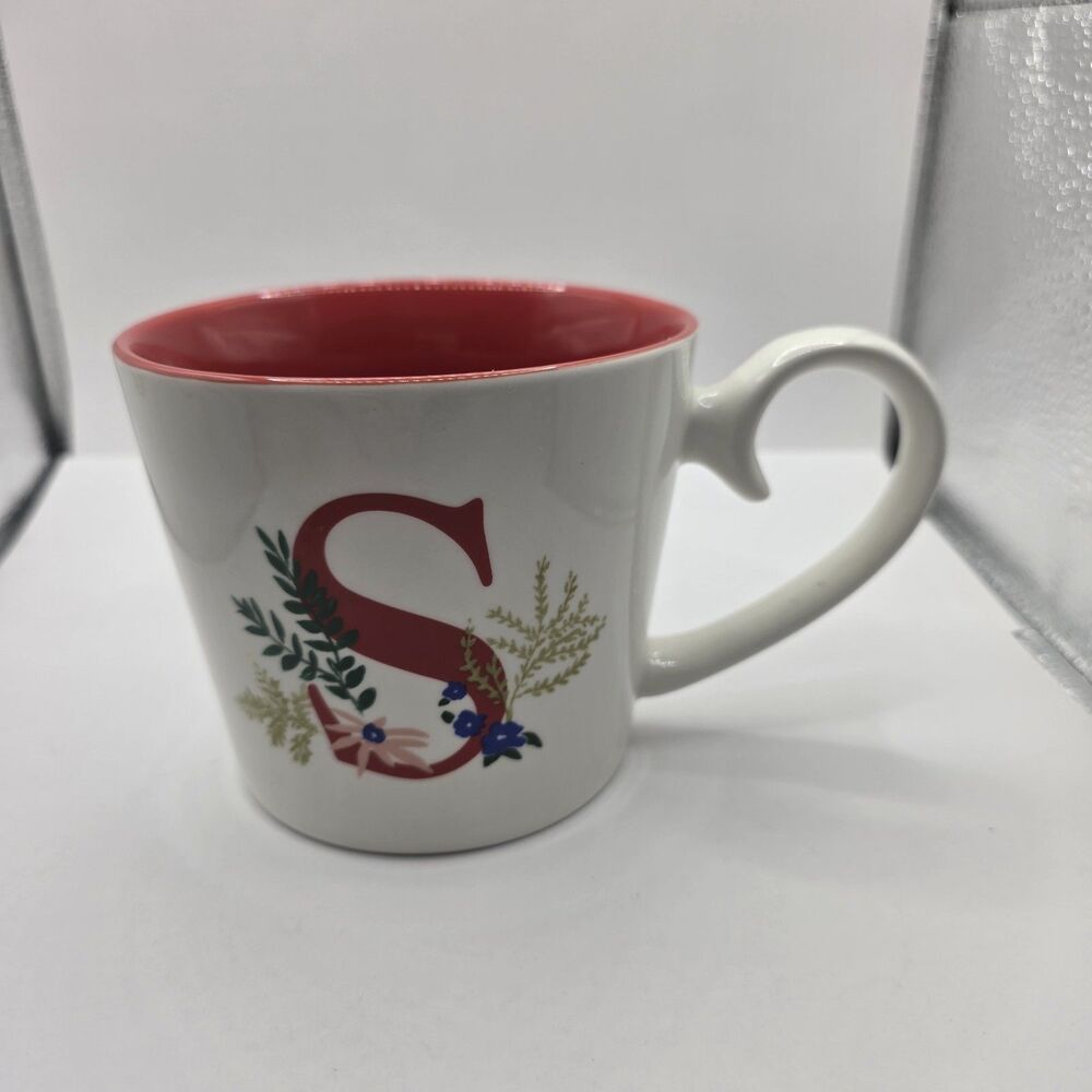 Opalhouse Monogrammed S Red\White Floral Mug